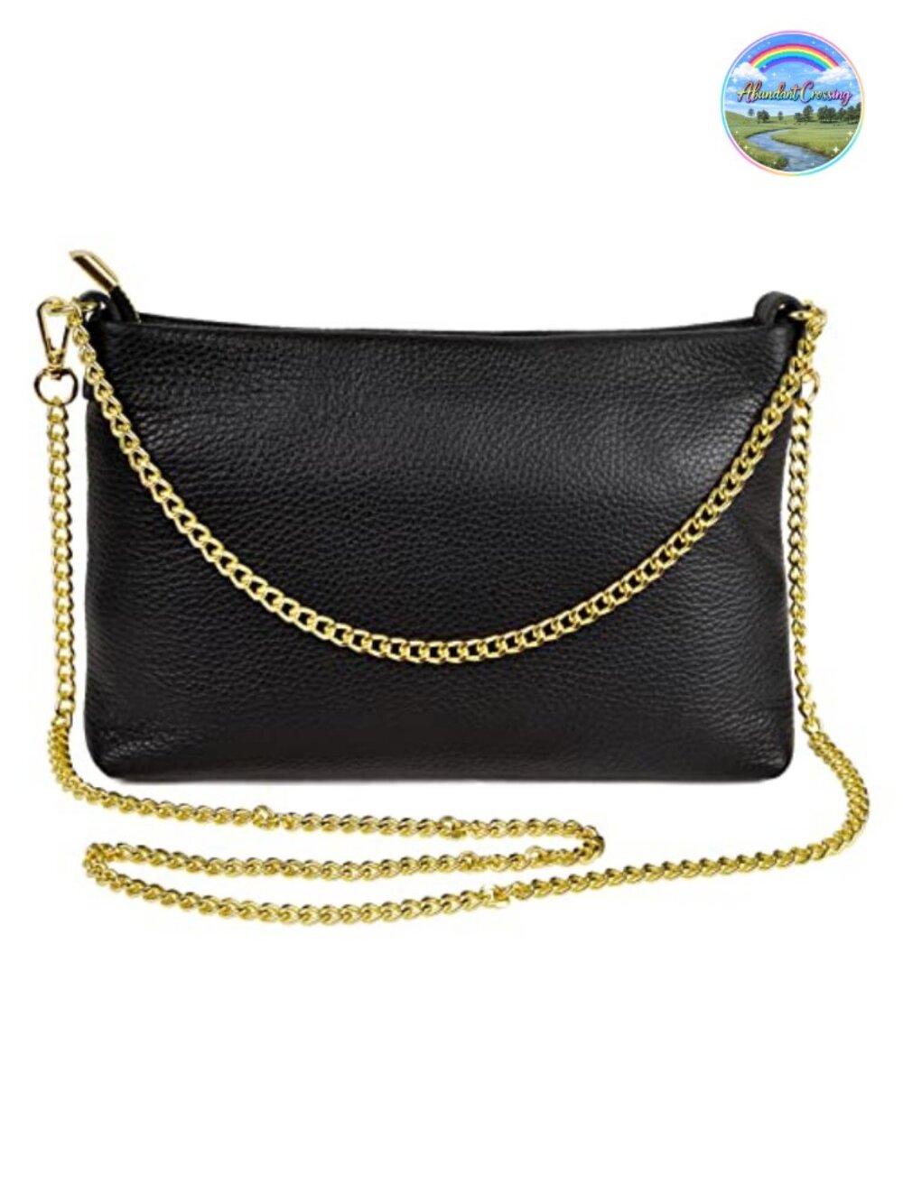 Genuine Italian Leather Clutch Evening Bag Gold Chain Strap Crossbody